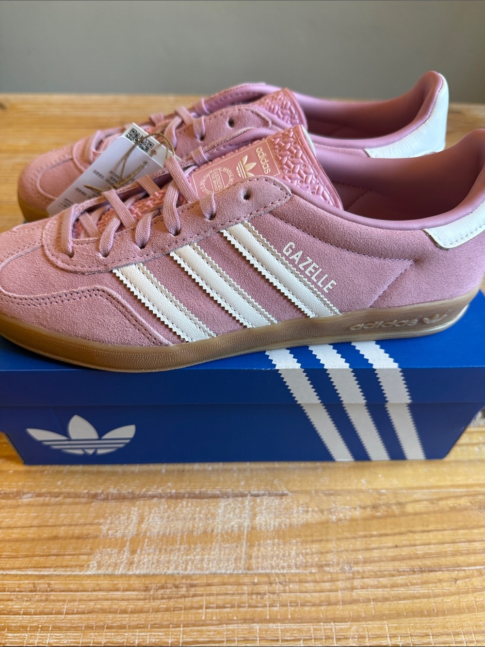 adidas Gazelle Women's Pink Suede Sneakers with White Stripes JS1395 - Picture 3 of 7